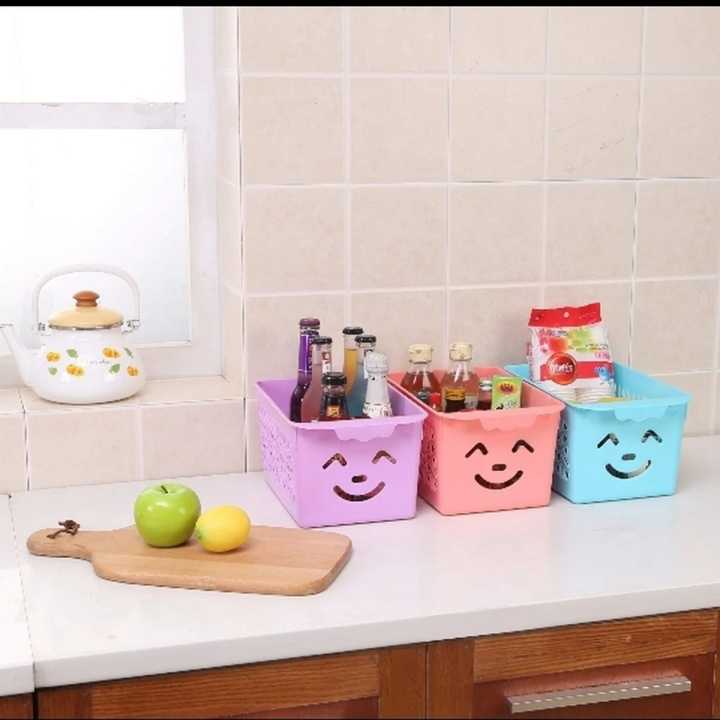 3 Pcs Smiley Basket With Cover – Ideal For Toys, Snacks & Accessories