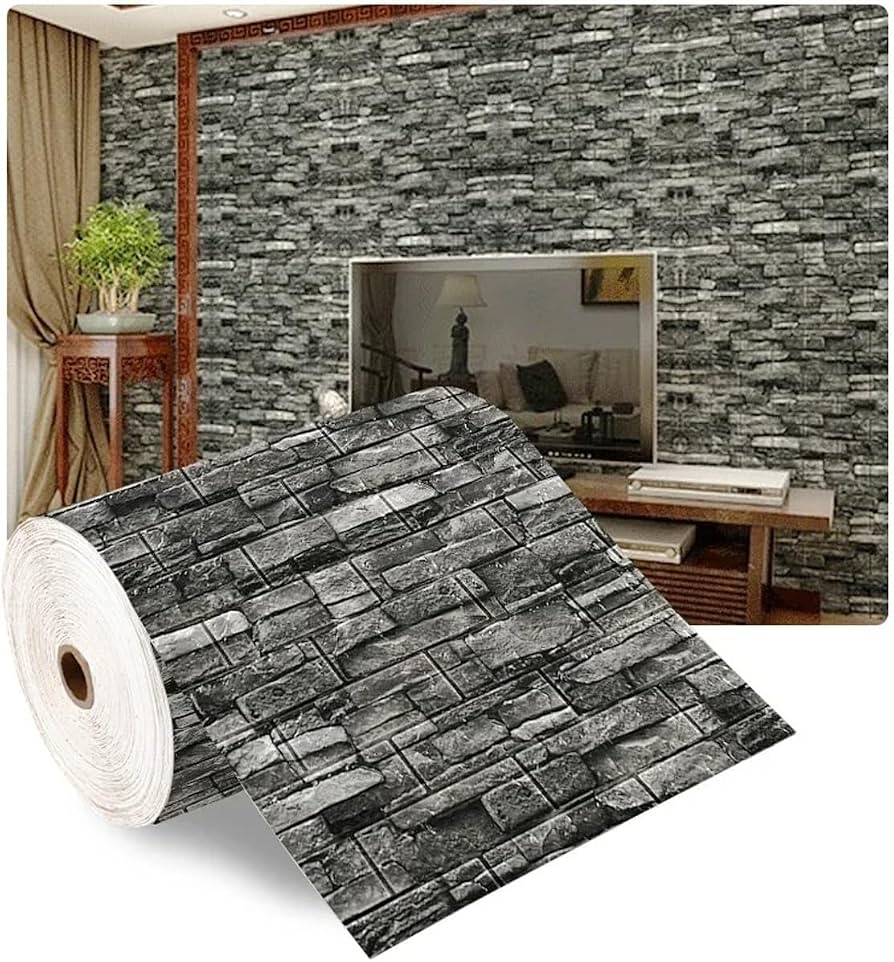 3D Faux Brick Foam Wall Sticker (Silver Gray, 70x77cm)