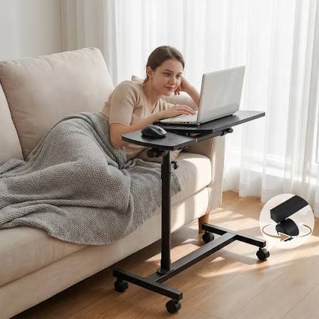 Mobile Laptop Desk Cart With Adjustable Height & Wheels