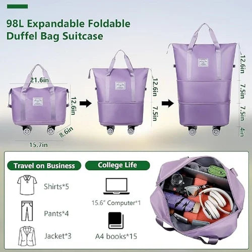 Expandable Rolling Duffle Bag With Wheels