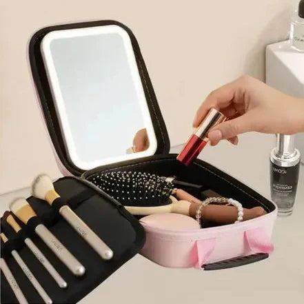 Makeup Storage Box With Built In LED Light Mirror