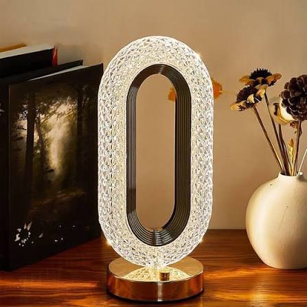 Rechargeable Luxury Oval Shaped Crystal Table Lamp