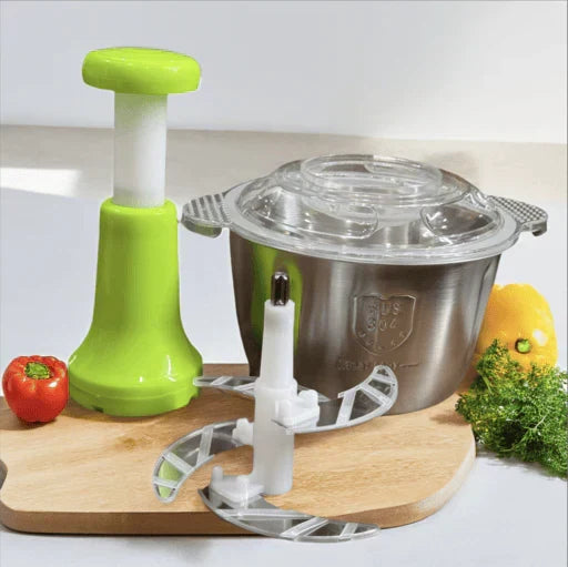 2.0L Push Chopper With 4 Stainless Steel Blades & Steel Bowl
