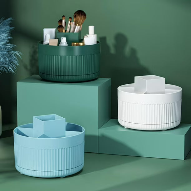 Multiple Compartments Cosmetic Storage Organizer With Rotating Design